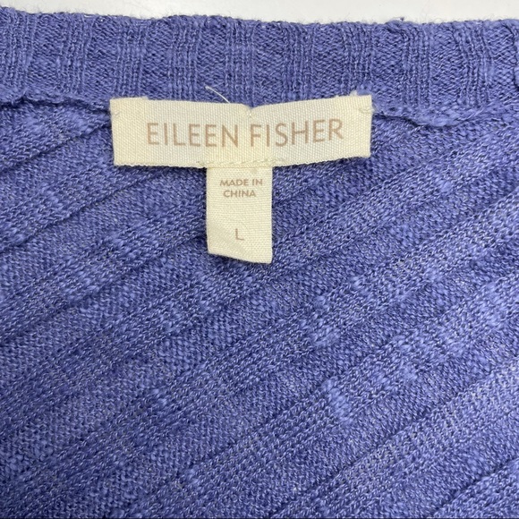 Eileen Fisher Open Front Cardigan Sweater Size L Linen Cotton Lavender Shawl - Picture 4 of 7
